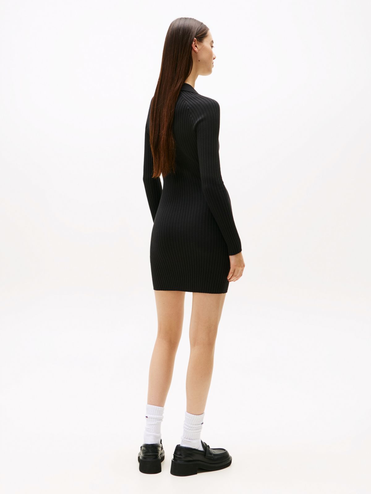 Tommy Badge Slim Mini Jumper Dress — Black