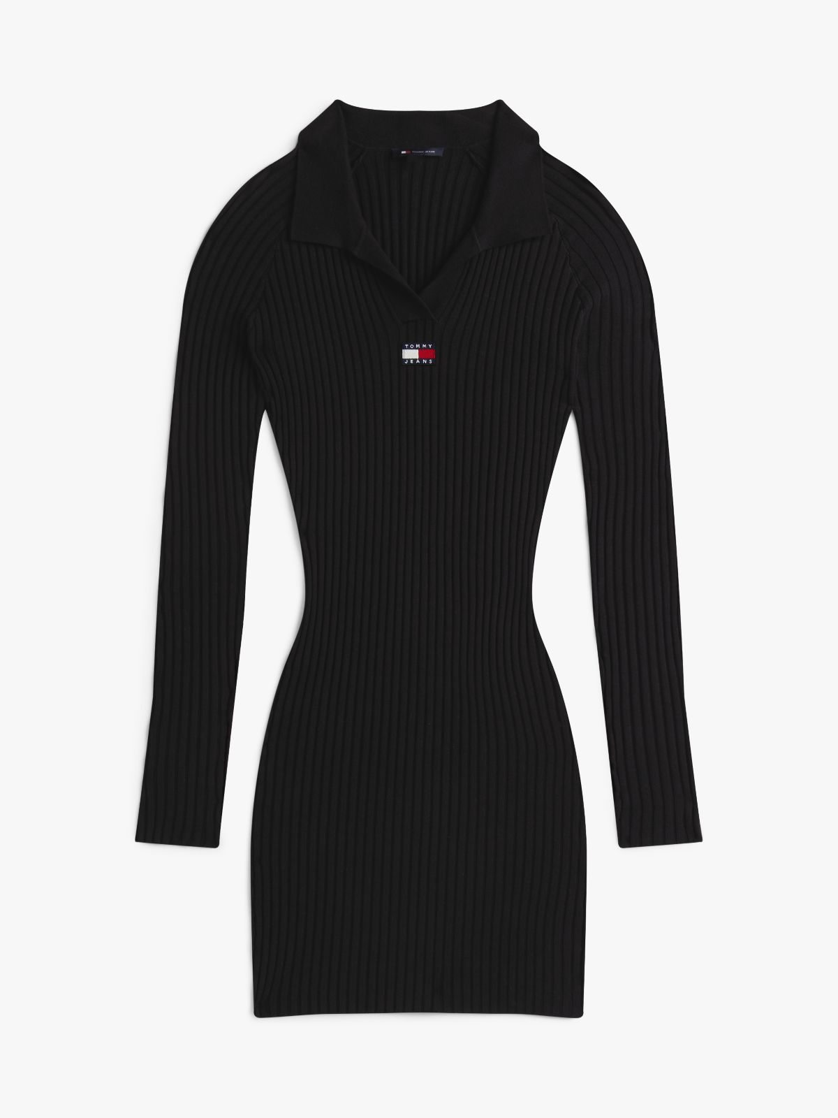 Tommy Badge Slim Mini Jumper Dress — Black