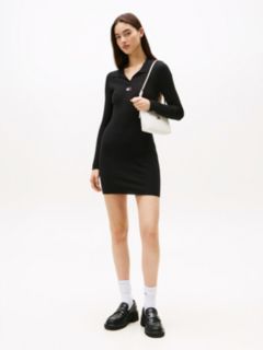Tommy Badge Slim Mini Jumper Dress — Black 1