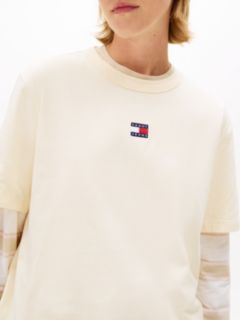 Tommy Badge Boxy Crew Neck T-Shirt — Beige 2