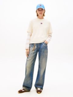 Tommy Badge Boxy Crew Neck T-Shirt — Beige 3