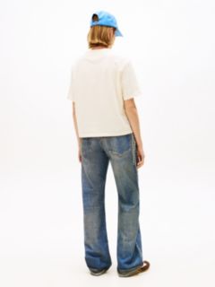 Tommy Badge Boxy Crew Neck T-Shirt — Beige 4