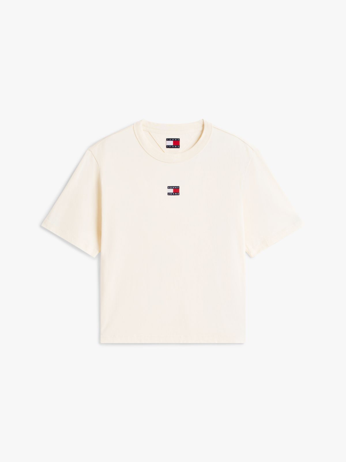 Tommy Badge Boxy Crew Neck T-Shirt — Beige