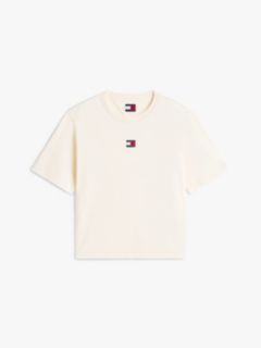 Tommy Badge Boxy Crew Neck T-Shirt — Beige 5