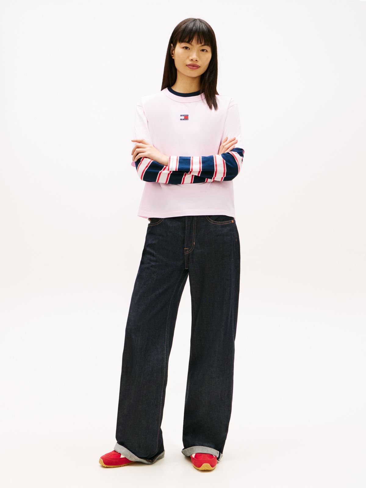 Tommy Badge Boxy Crew Neck T-Shirt — Pink