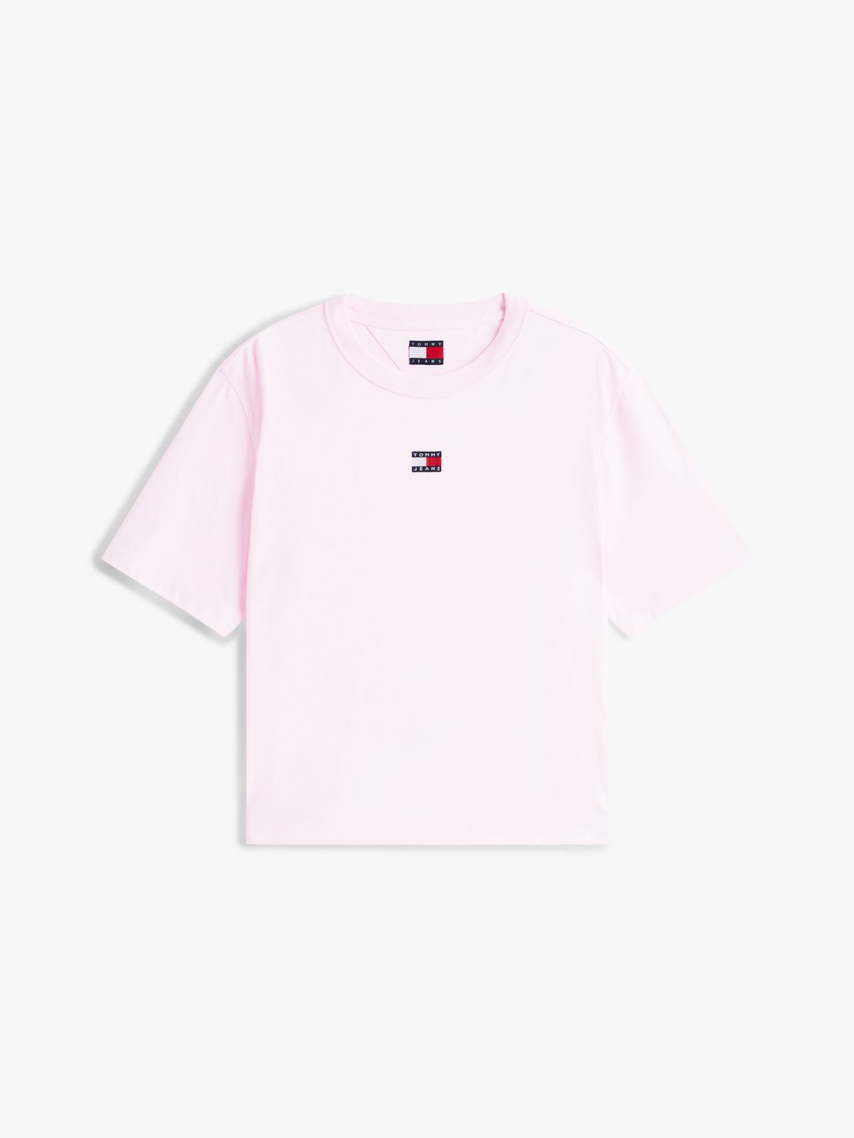 Tommy Badge Boxy Crew Neck T-Shirt — Pink