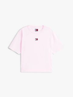 Tommy Badge Boxy Crew Neck T-Shirt — Pink 5