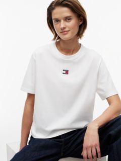 Tommy Badge Boxy Crew Neck T-Shirt — White 3