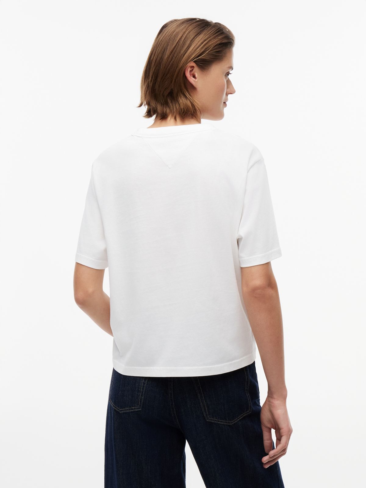 Tommy Badge Boxy Crew Neck T-Shirt — White