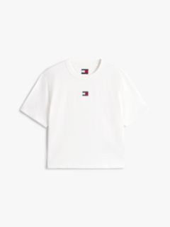 Tommy Badge Boxy Crew Neck T-Shirt — White 5