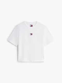 Tommy Badge Boxy Crew Neck T-Shirt — White 6