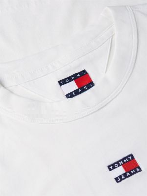 white tommy badge boxy crew neck t-shirt for women tommy jeans