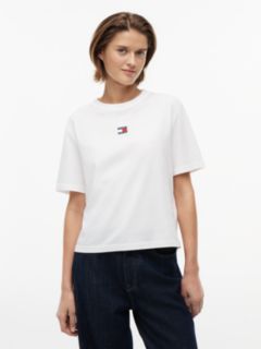 Tommy Badge Boxy Crew Neck T-Shirt — White 1