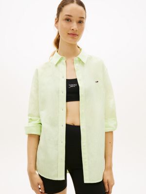 green relaxed fit linen blend shirt for women tommy jeans
