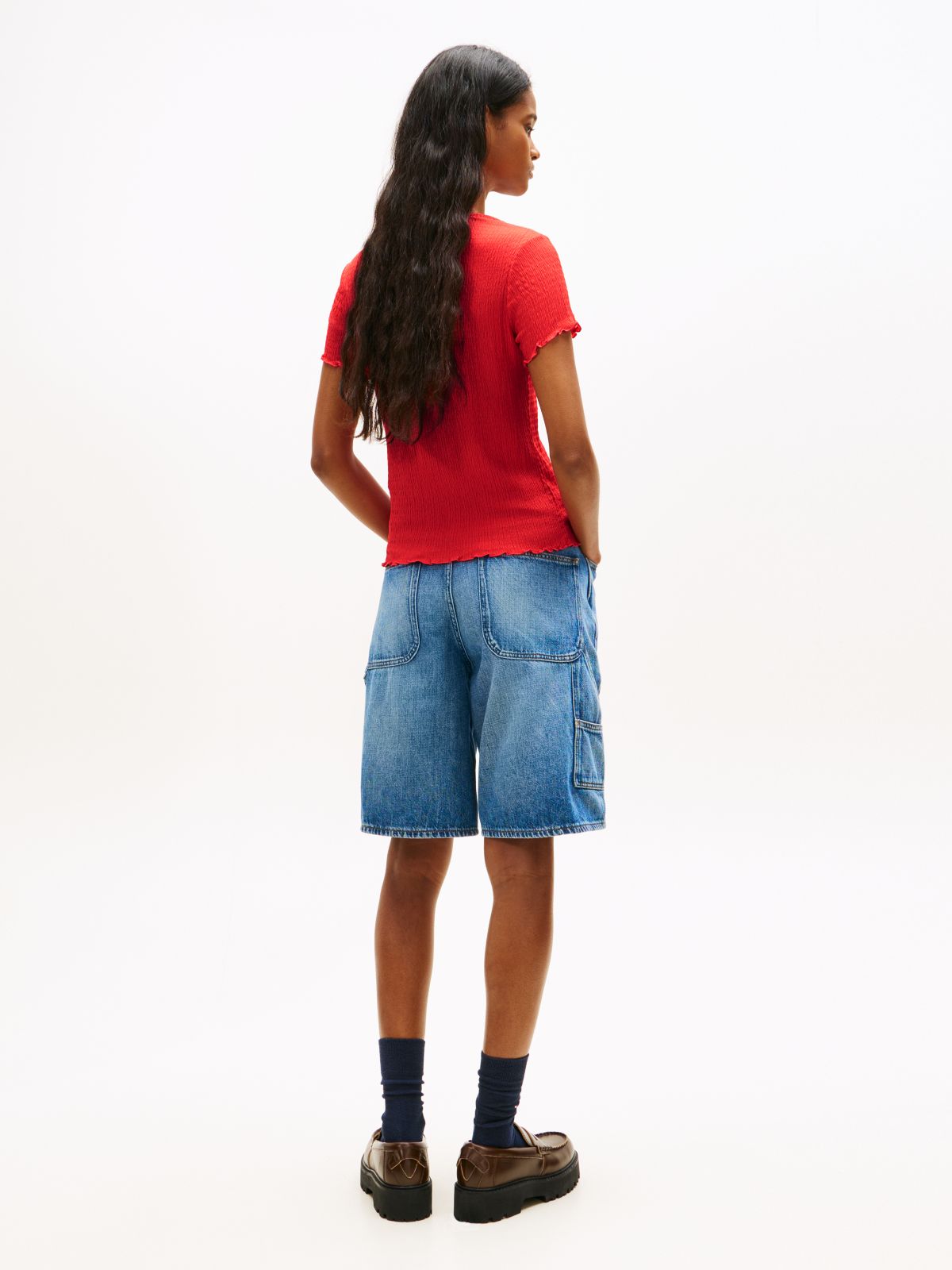 Smock Slim Seersucker T-Shirt — Red