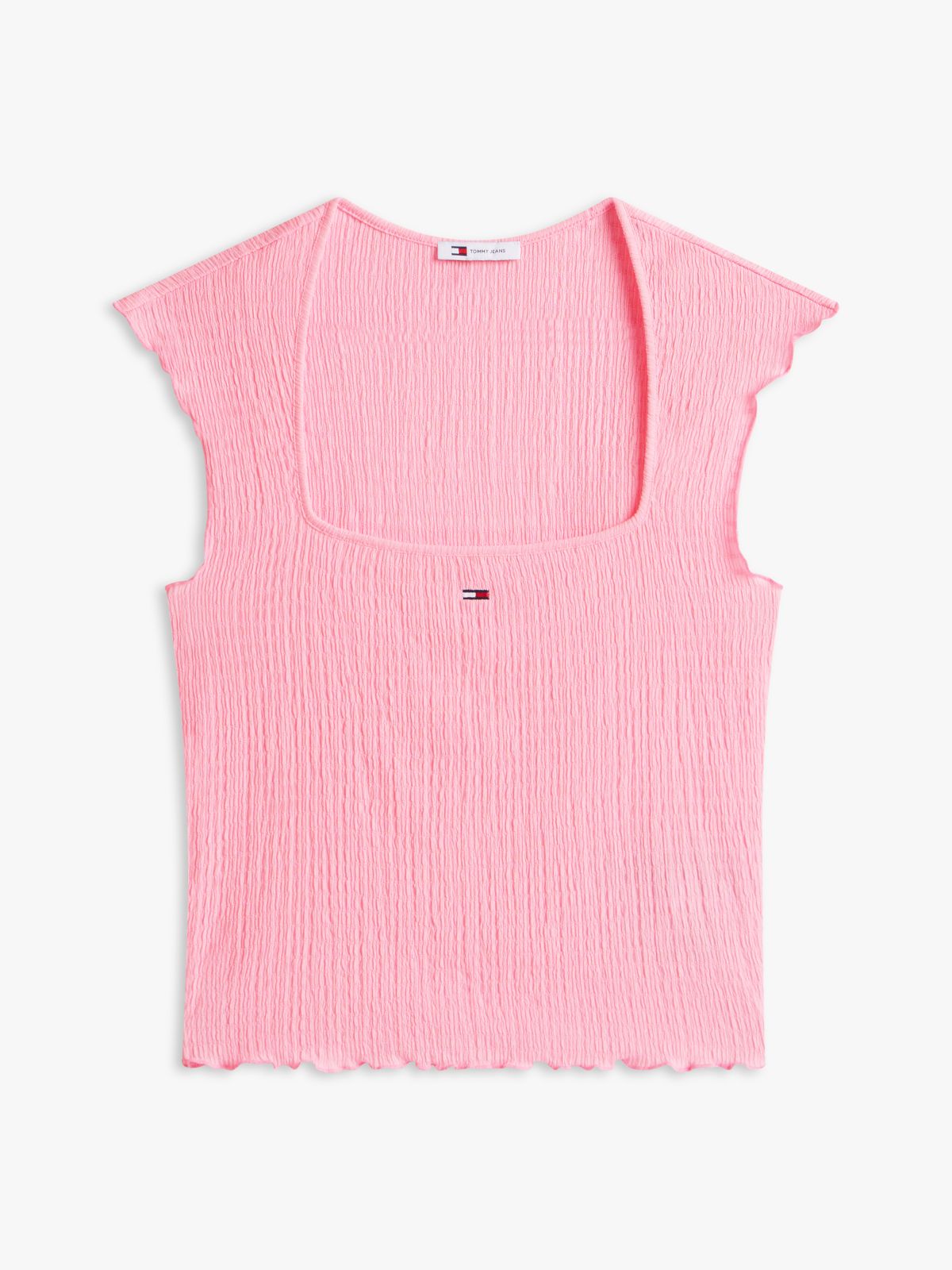 Smock Slim Seersucker Square Neck Top — Pink