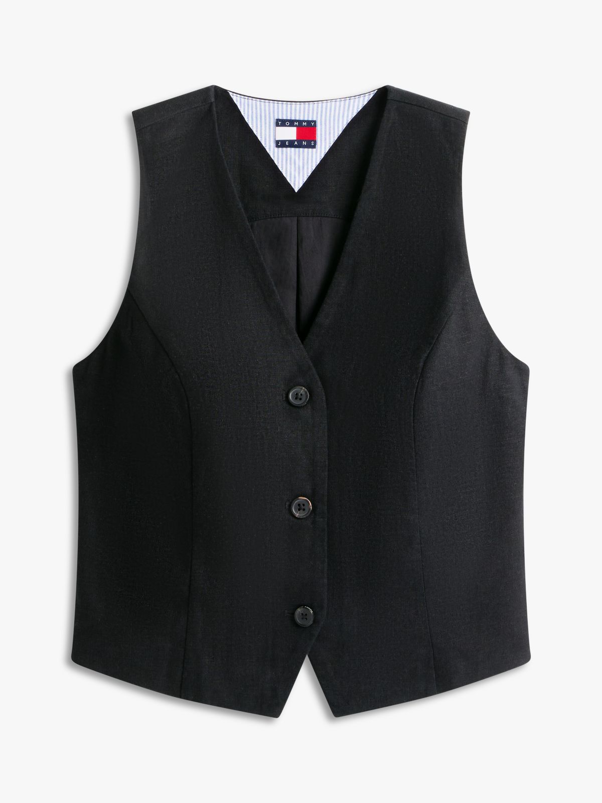 Linen Blend Waistcoat — Black