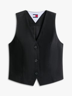 Linen Blend Waistcoat — Black 5