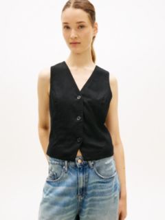 Linen Blend Waistcoat — Black 1