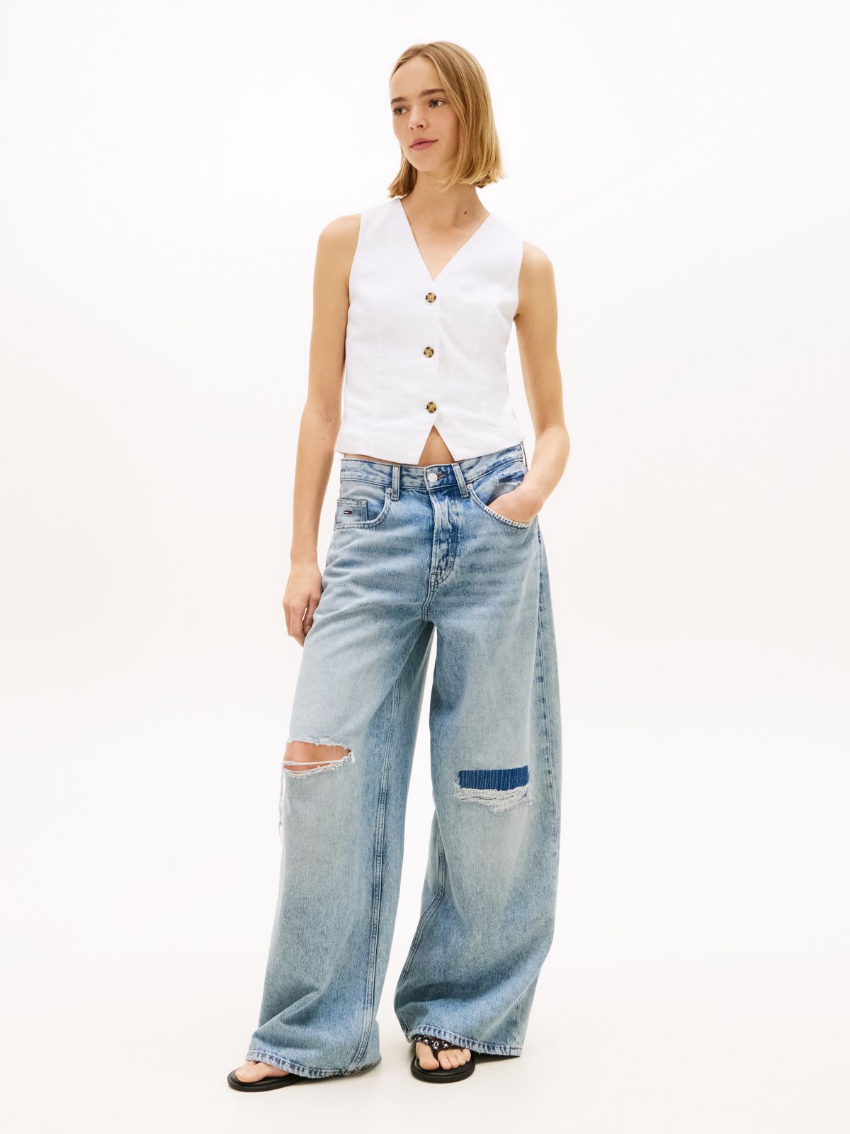 Linen Blend Waistcoat — White