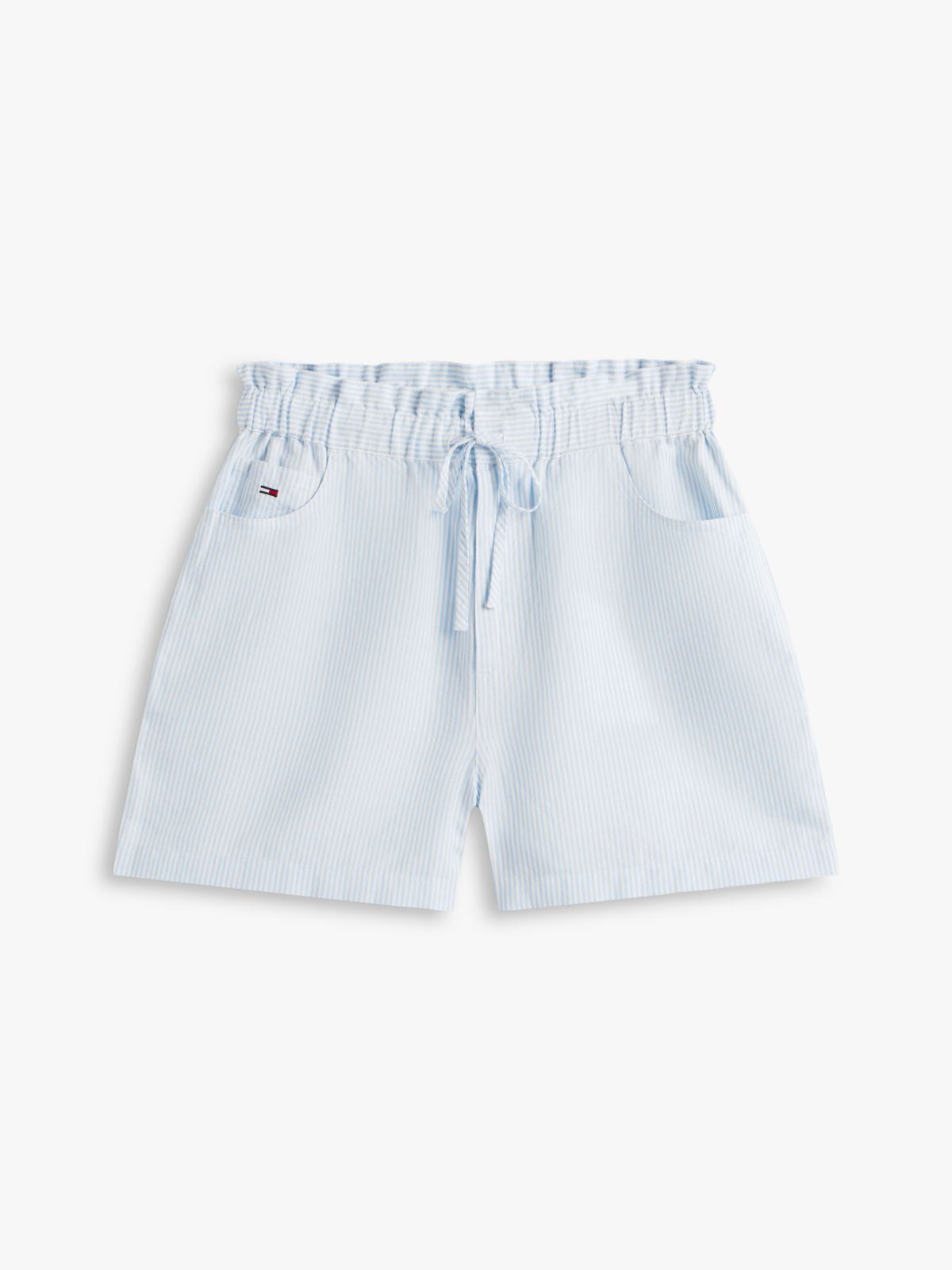 Linen Blend Five-Pocket Shorts — Blue