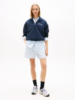 Linen Blend Five-Pocket Shorts — Blue 1