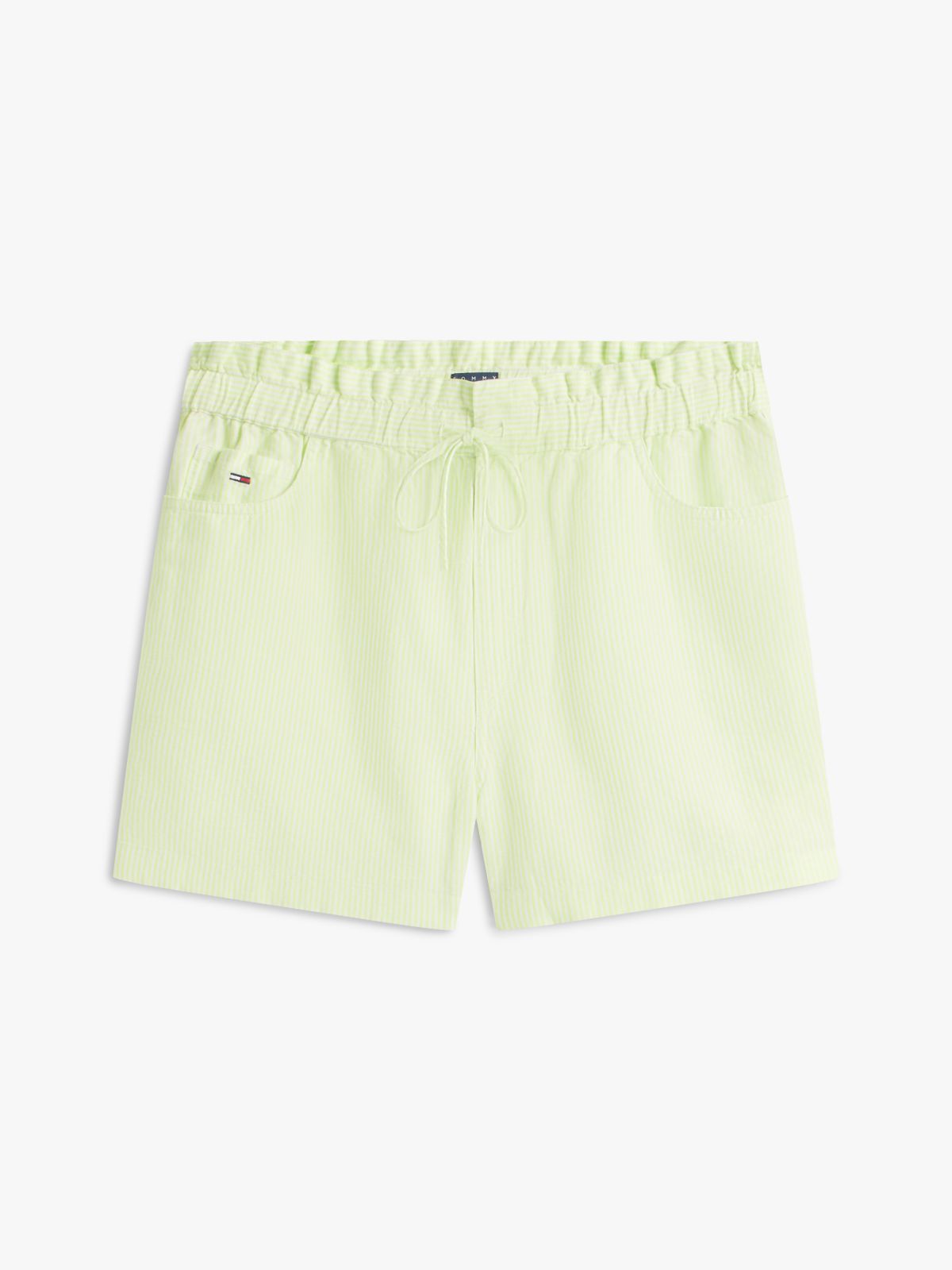 Linen Blend Five-Pocket Shorts — Green