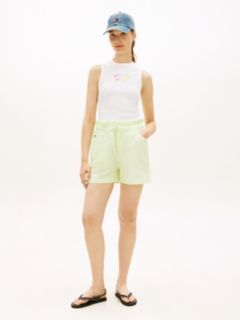 Linen Blend Five-Pocket Shorts — Green 1