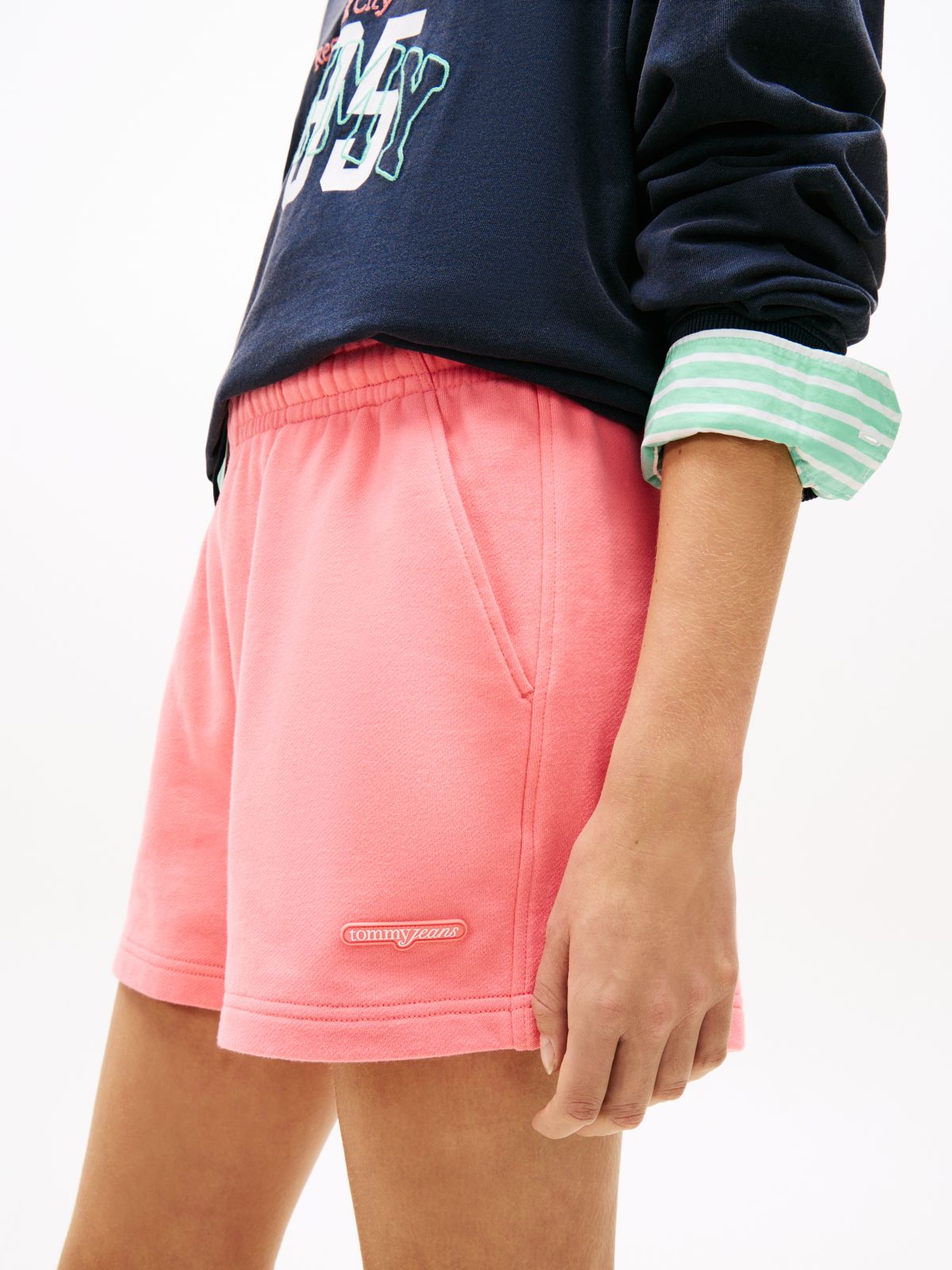 Logo Sueded Terry Relaxed Sweat Shorts — Pink