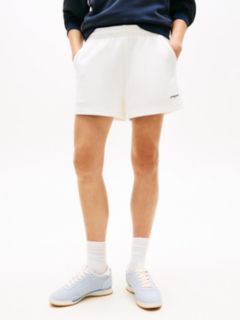 Logo Sueded Terry Relaxed Sweat Shorts — White 2