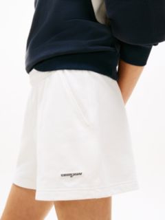 Logo Sueded Terry Relaxed Sweat Shorts — White 3