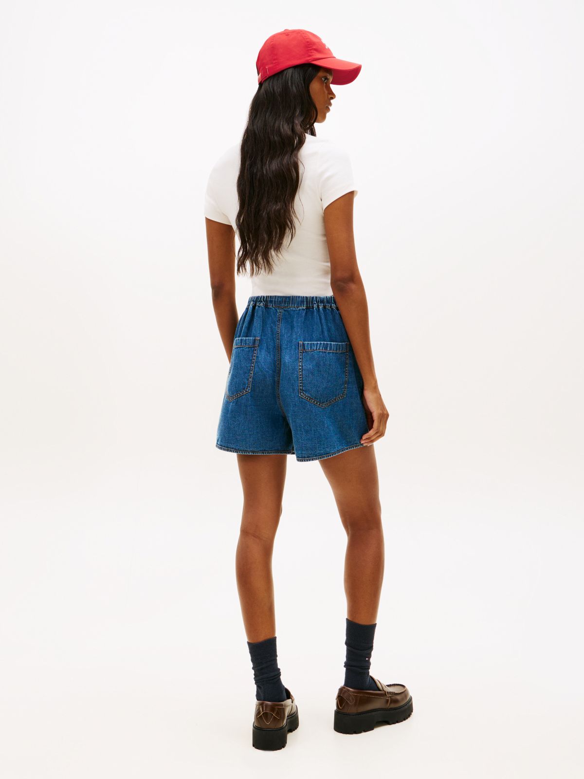 Chambray Loose Shorts — Blue