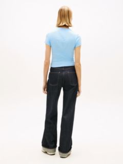Wavy Flag Ribbed Slim T-Shirt — Blue 4