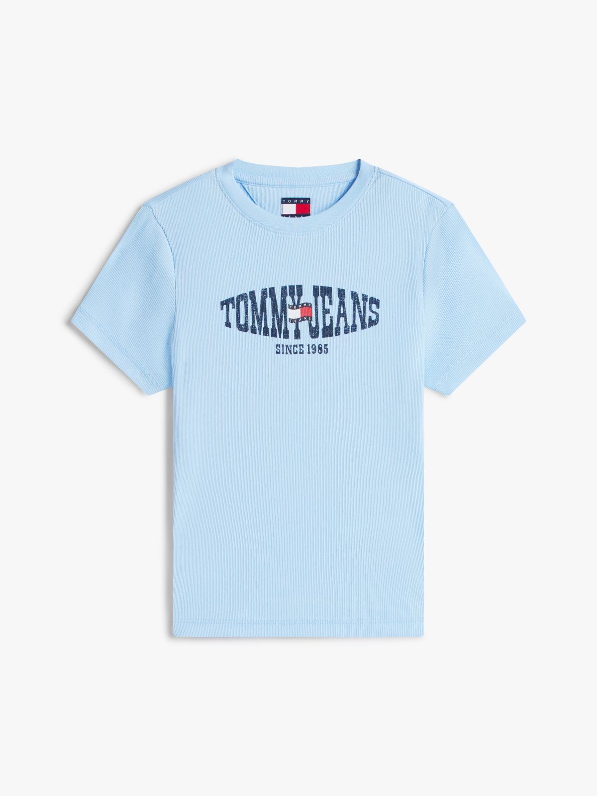 Wavy Flag Ribbed Slim T-Shirt — Blue