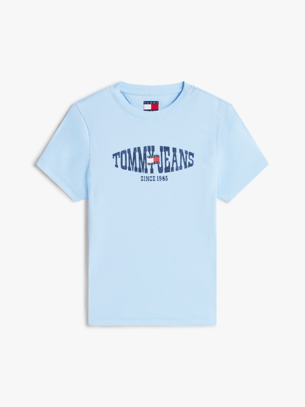 Wavy Flag Ribbed Slim T-Shirt — Blue