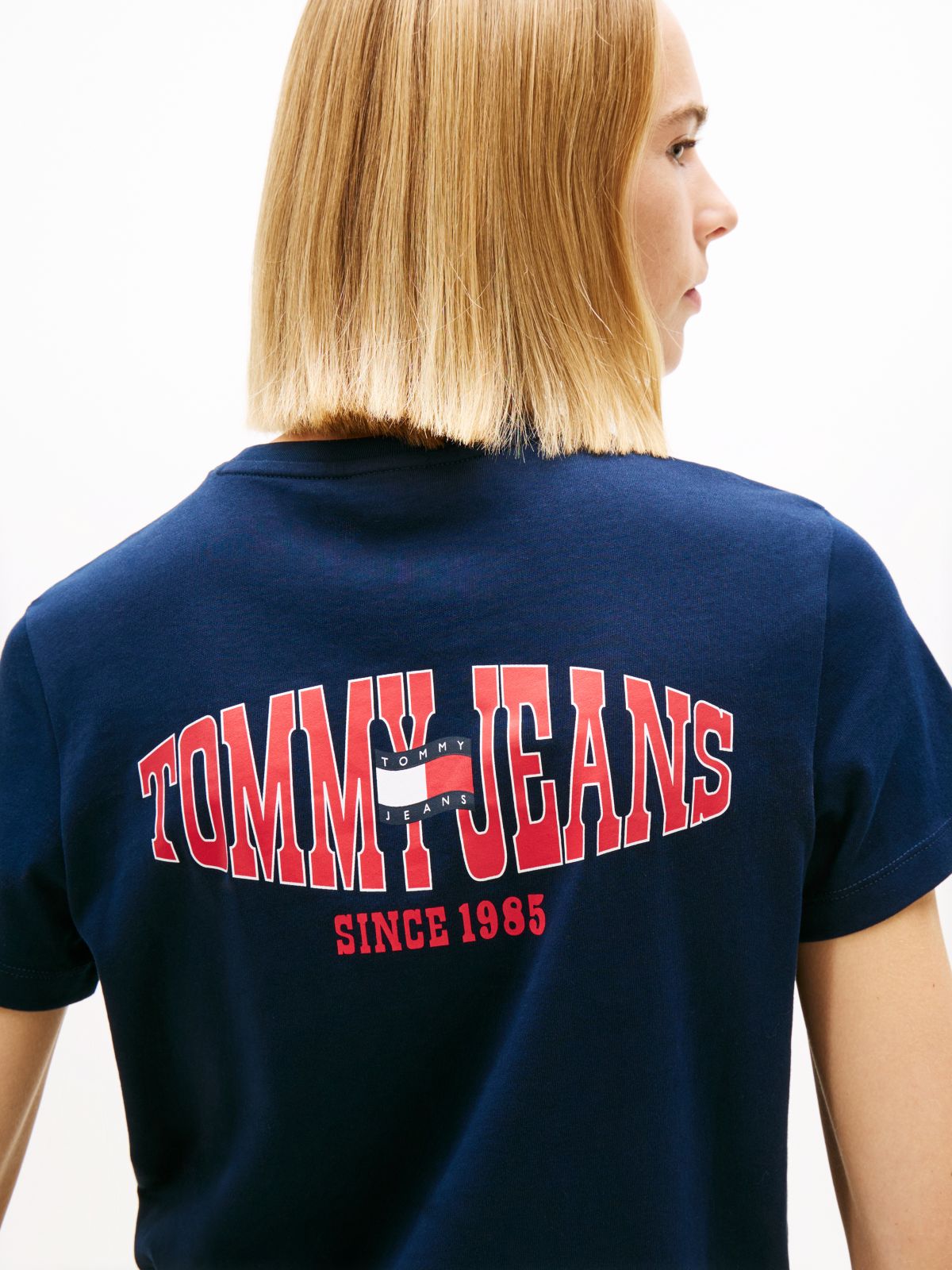 Wavy Flag Back Logo Jersey T-Shirt — Blue