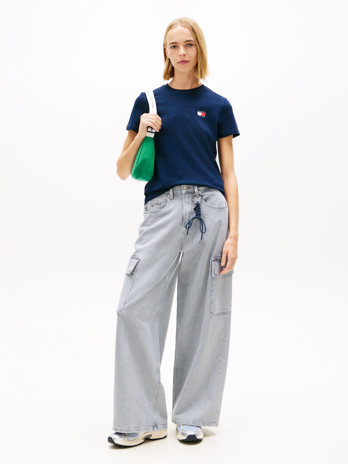 Wavy Flag Back Logo Jersey T-Shirt — Blue