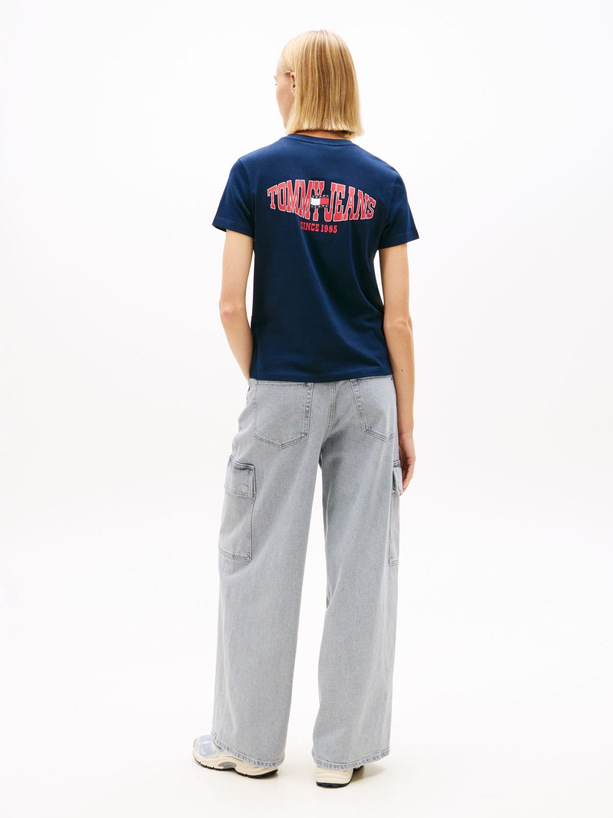 Wavy Flag Back Logo Jersey T-Shirt — Blue