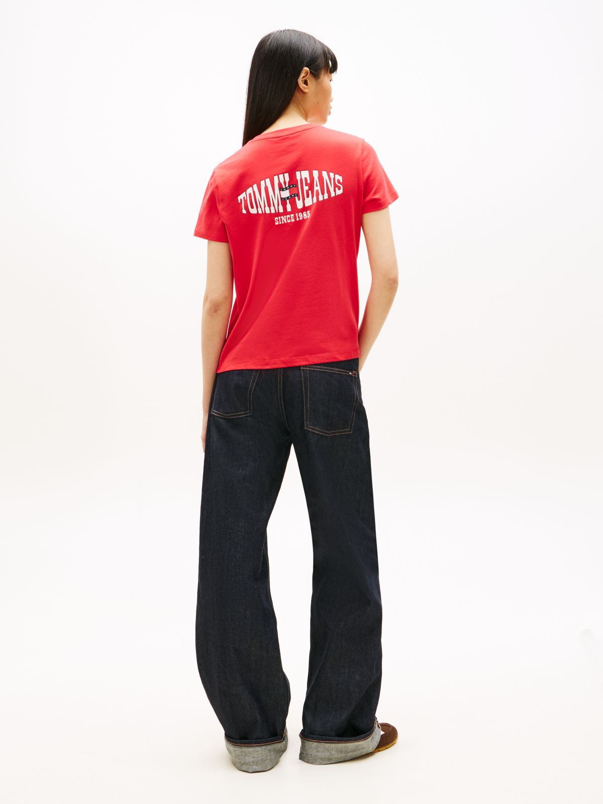 Wavy Flag Back Logo Jersey T-Shirt — Red