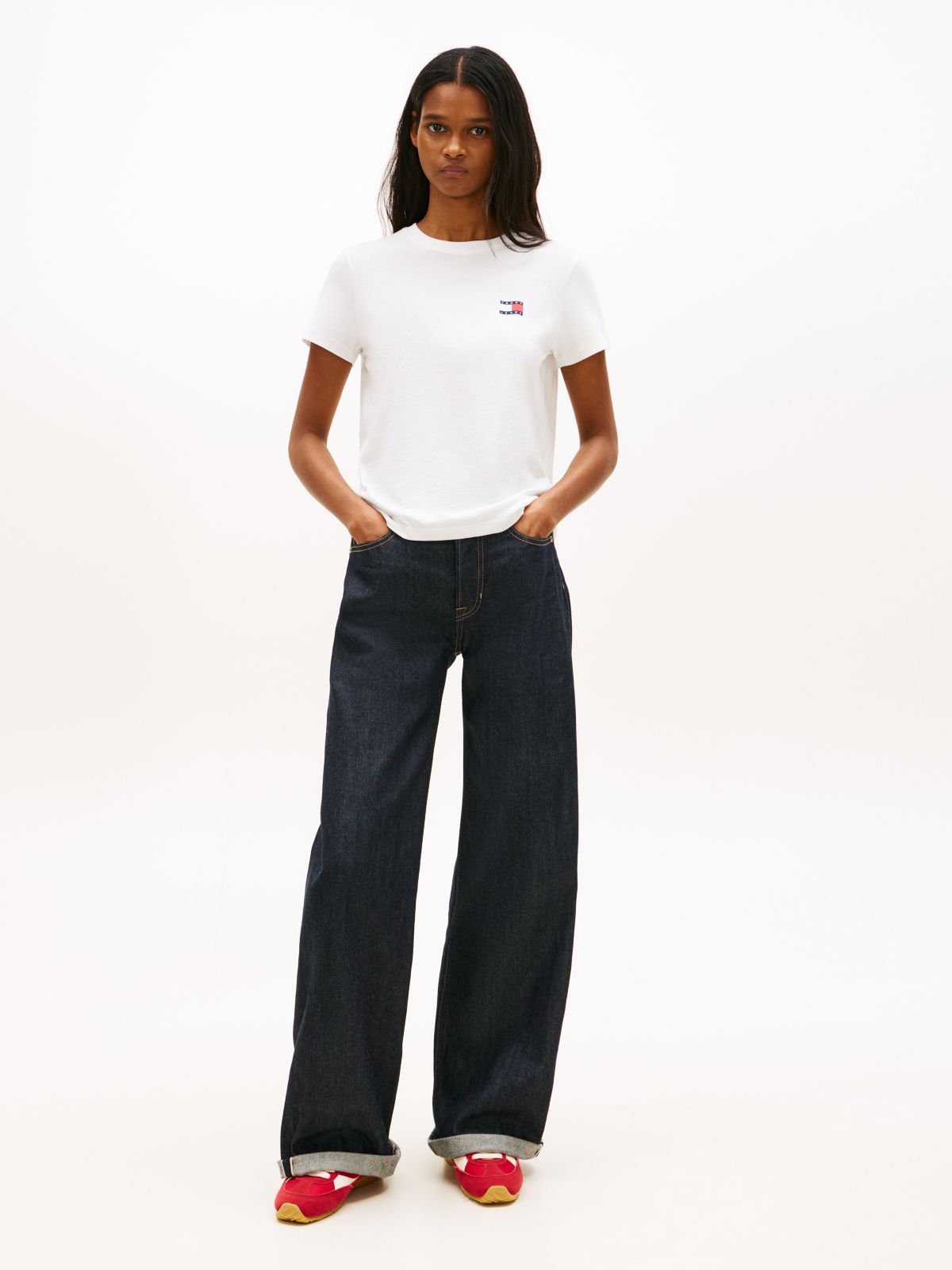 Wavy Flag Back Logo Jersey T-Shirt — White