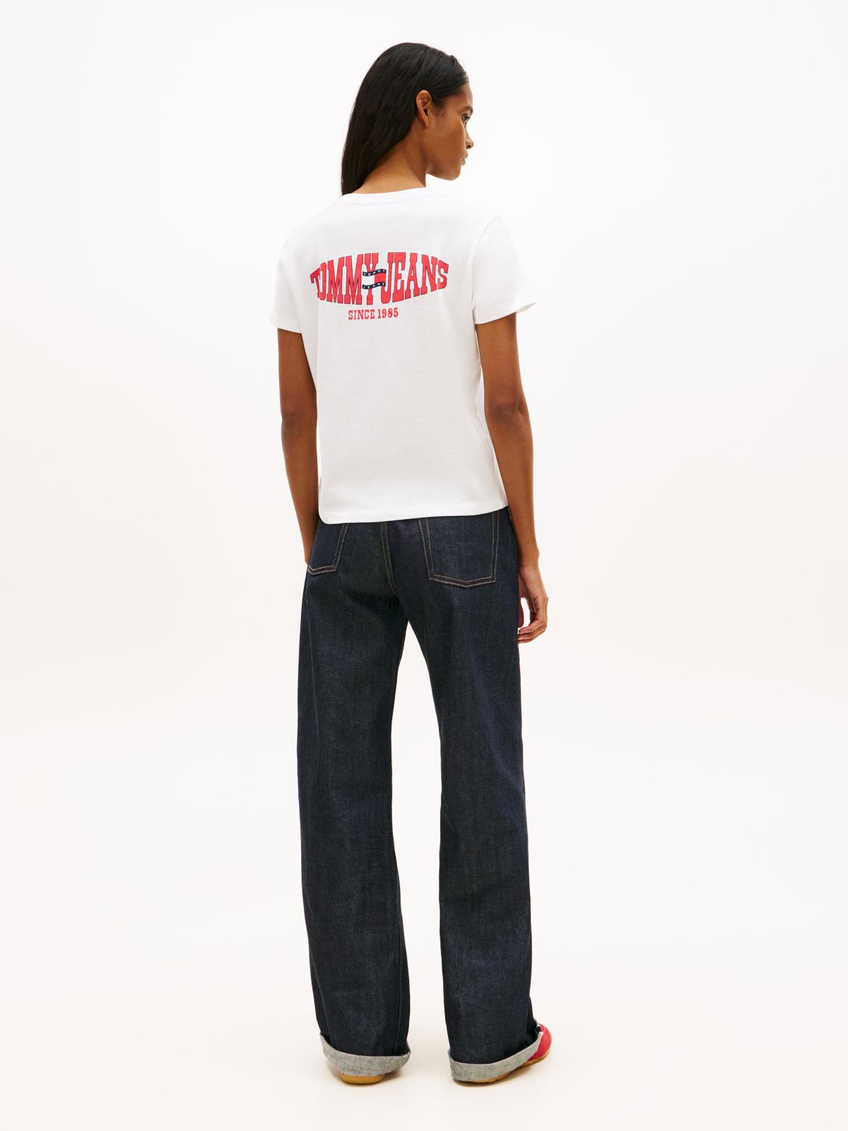 Wavy Flag Back Logo Jersey T-Shirt — White