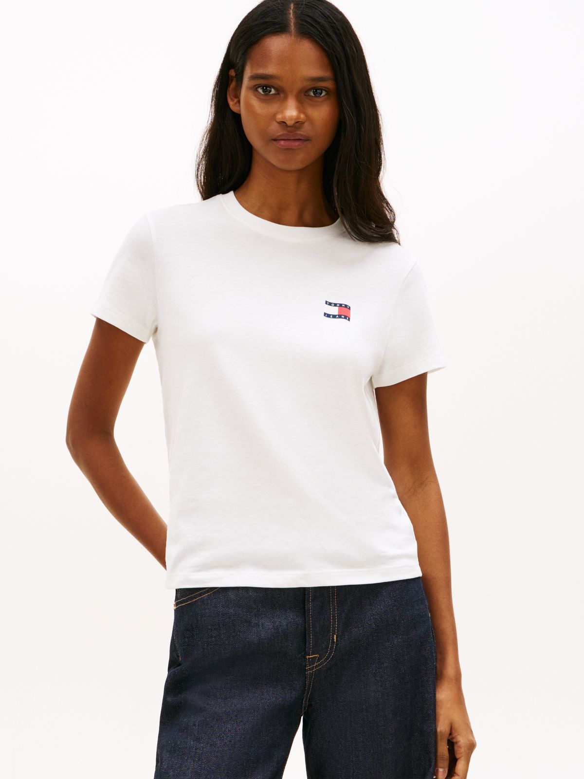 Wavy Flag Back Logo Jersey T-Shirt — White