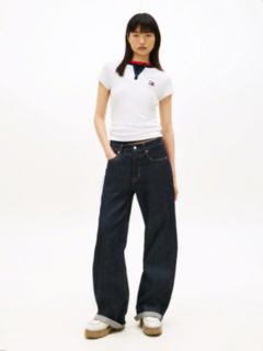 Tommy Badge Henley Ribbed Slim T-Shirt — White 3