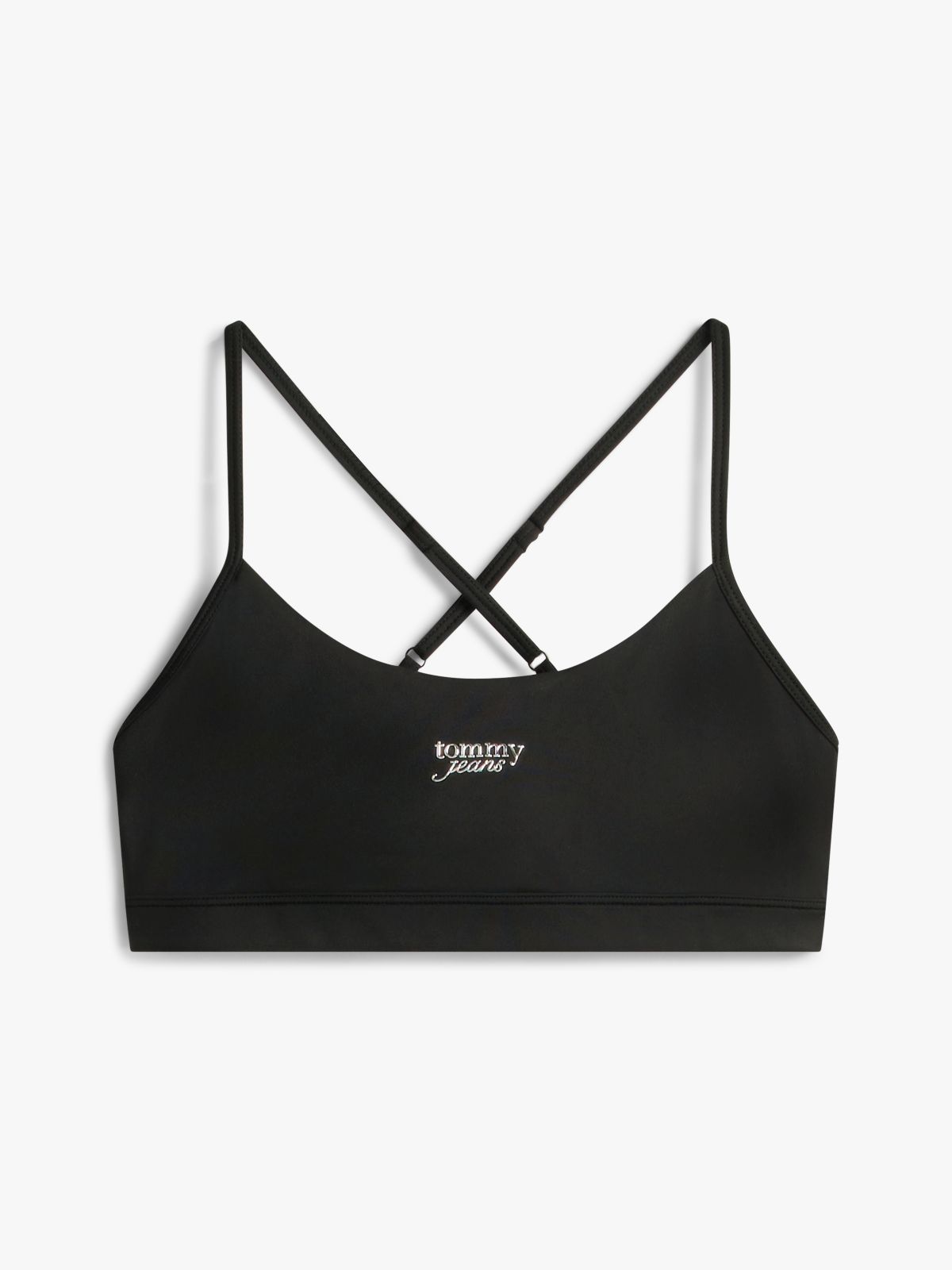 Athleisure Metal Logo Bralette Top — Black