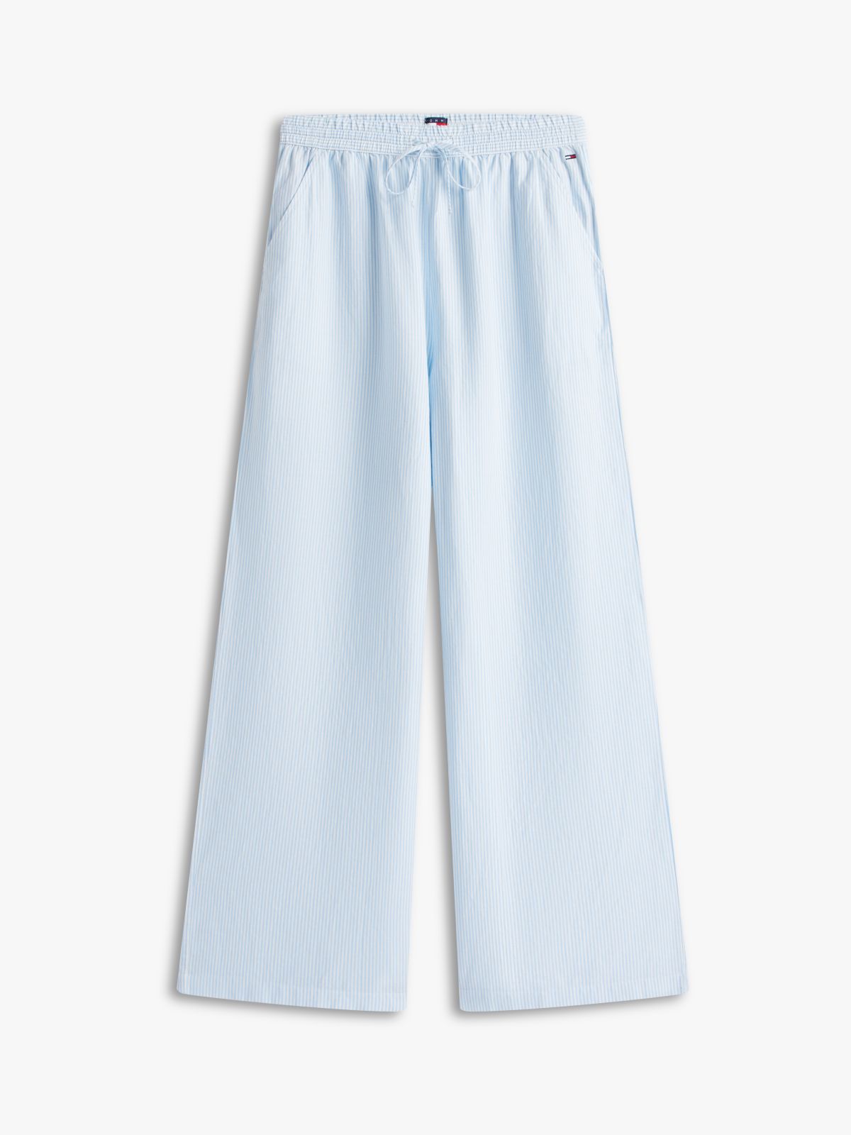 Loose Linen Blend Drawstring Trousers — Blue