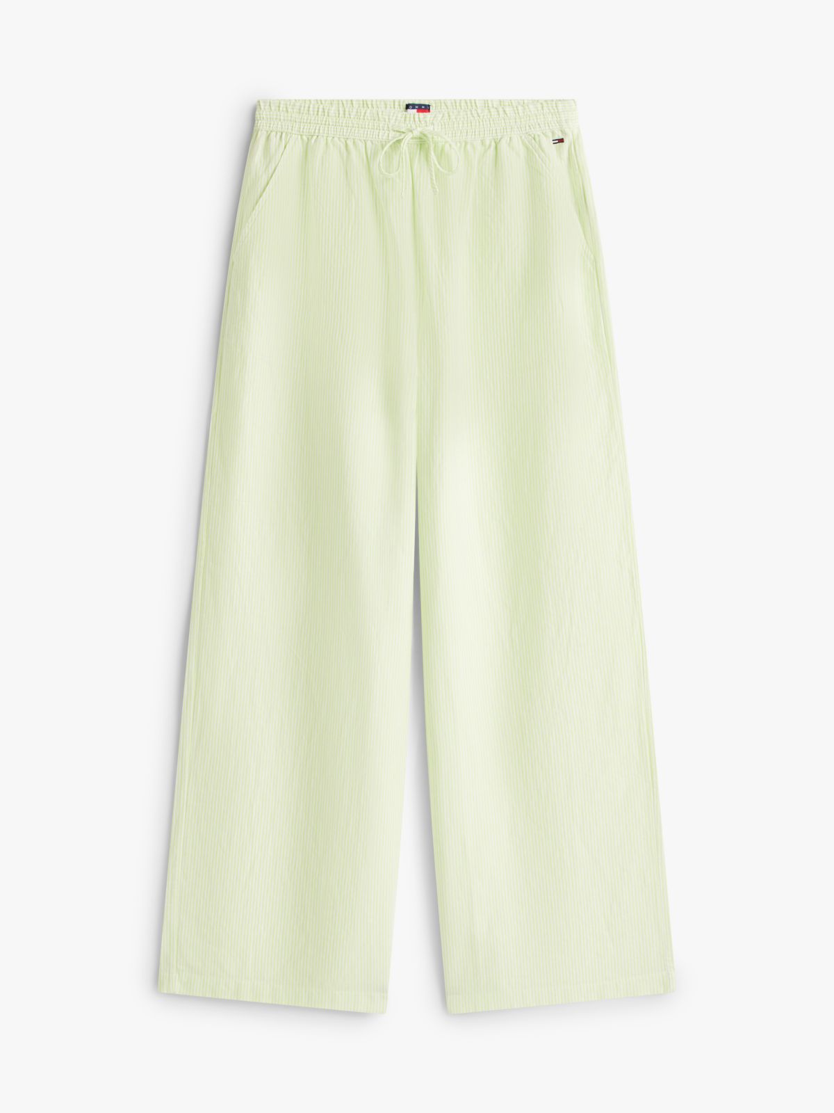 Loose Linen Blend Drawstring Trousers — Green