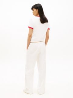 Broderie Anglaise Drawstring Trousers With Linen — White 4