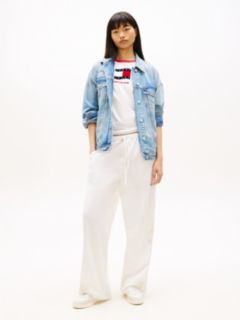 Broderie Anglaise Drawstring Trousers With Linen — White 1