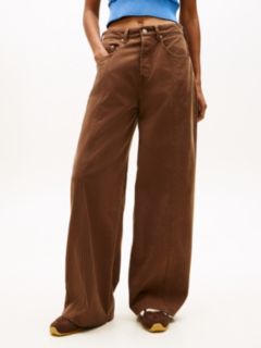 Charlie Mid Rise Loose Washed Canvas Jeans — Brown 2