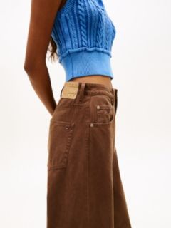 Charlie Mid Rise Loose Washed Canvas Jeans — Brown 3